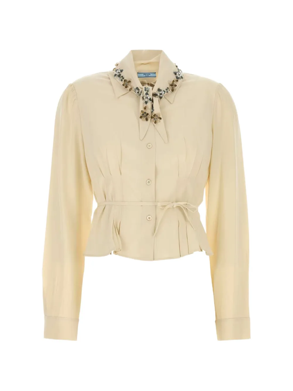 Prada crystal-embellished peplum blouse - Toni neutri