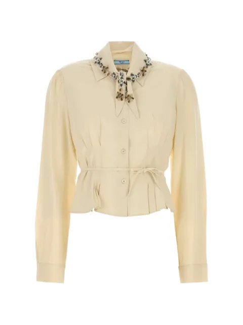 Prada crystal-embellished peplum blouse