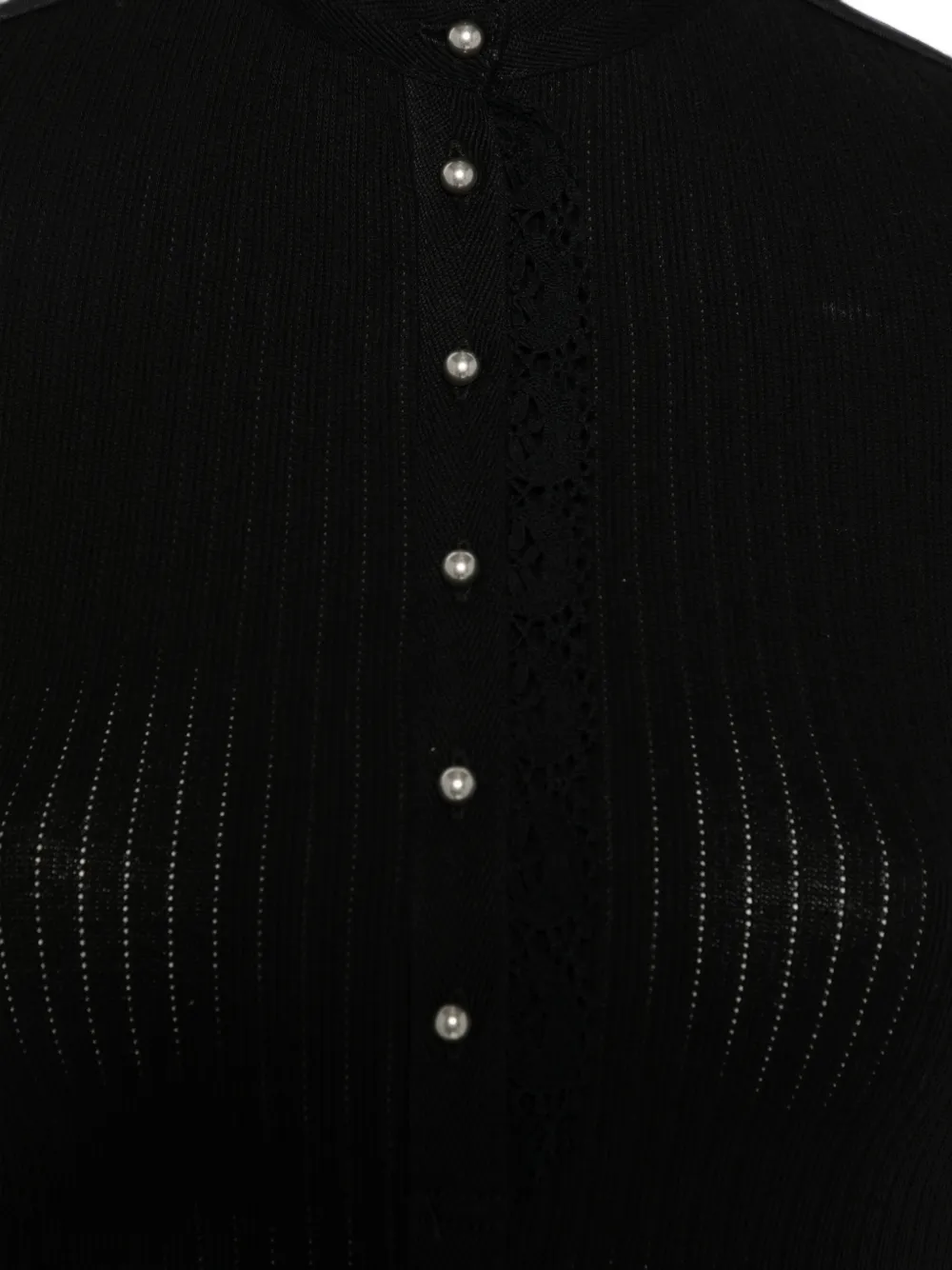 Ann Demeulemeester Geribbelde top met kanten afwerking Zwart