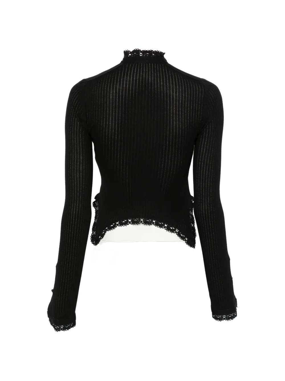 Ann Demeulemeester Geribbelde top met kanten afwerking Zwart