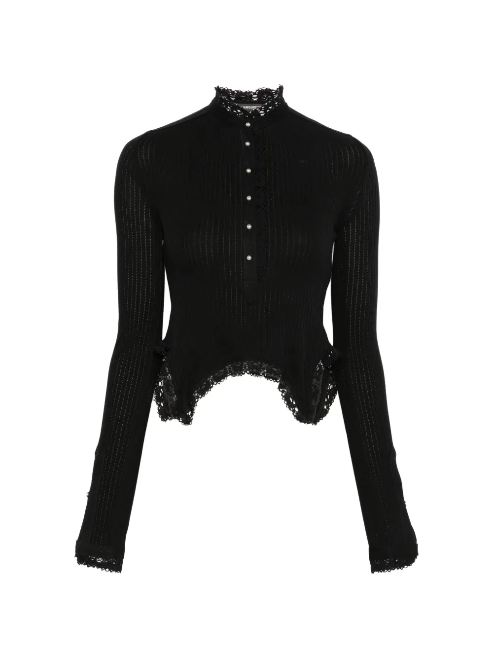 Ann Demeulemeester lace-trim ribbed top