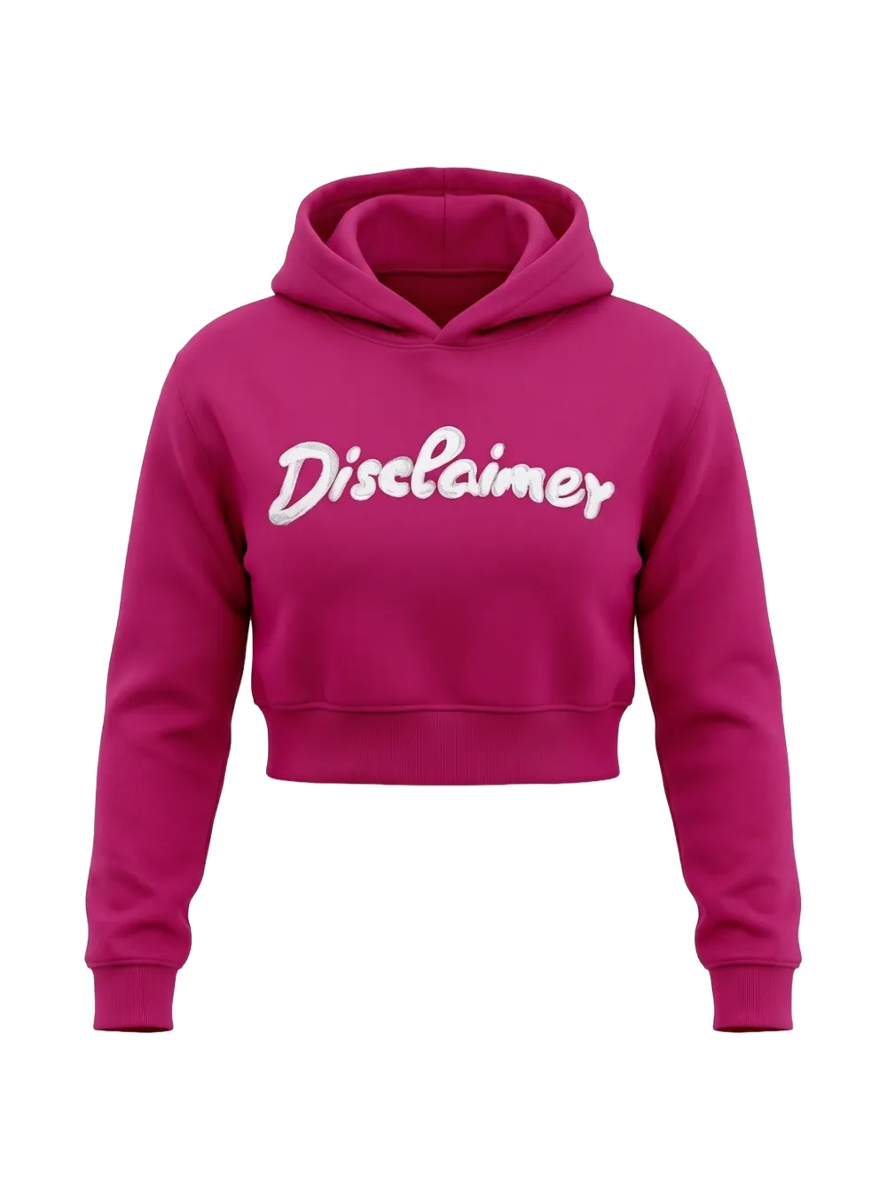 DISCLAIMER Felpa crop con cappuccio e logo - Rosa