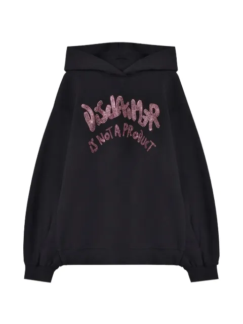 DISCLAIMER rhinestone-embellished cotton hoodie