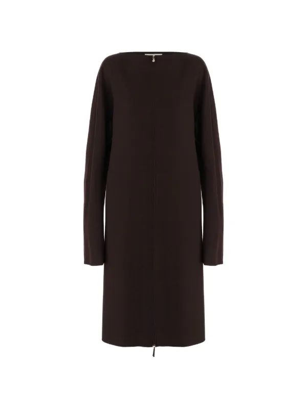 Carven Pearl-embellished Long-sleeve Dress in Brown