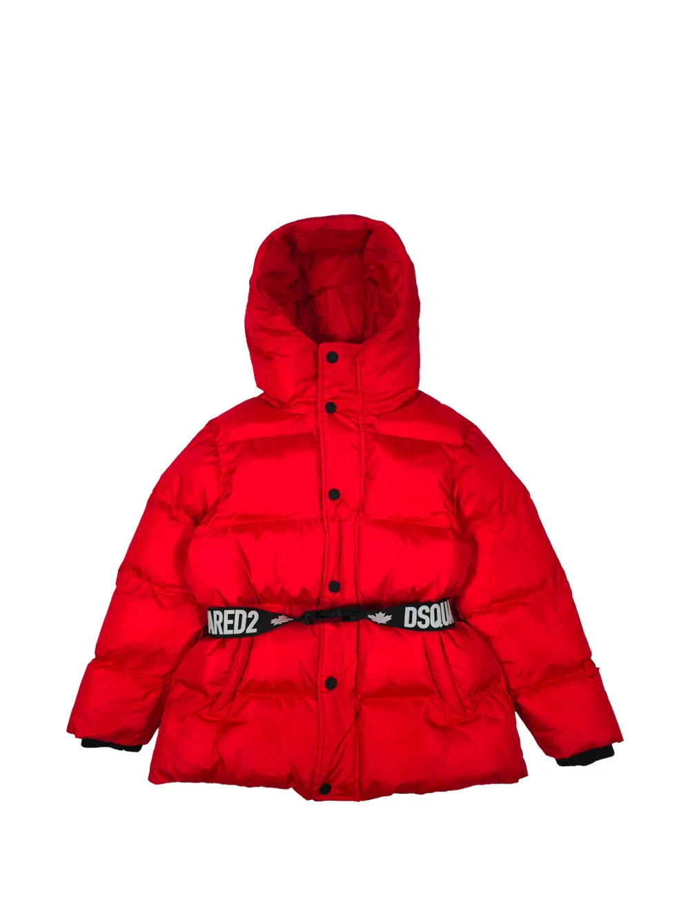 DSQUARED2 KIDS Piumino con cappuccio e cintura - Rosso