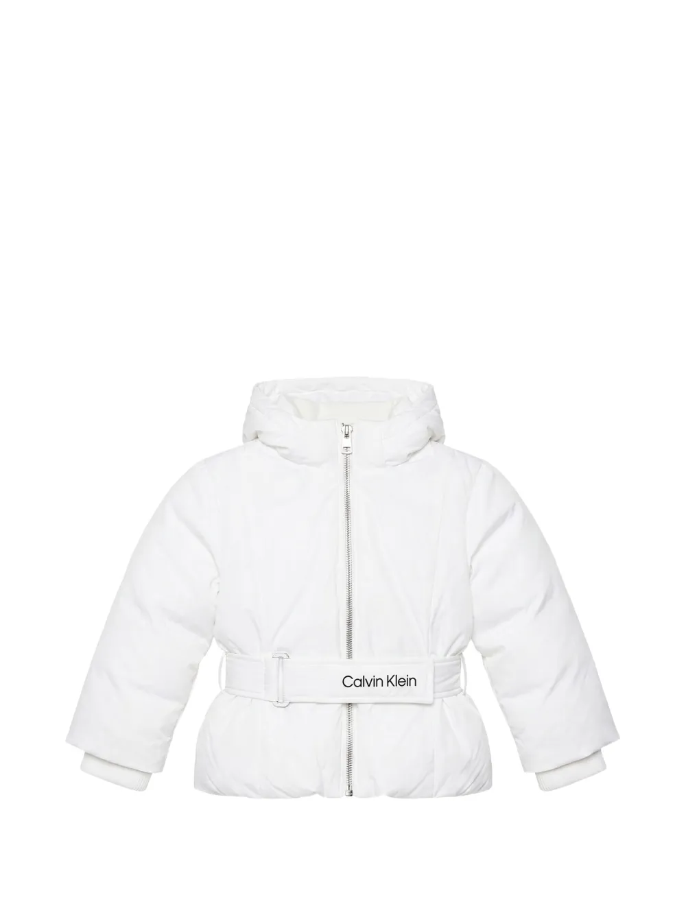 Calvin Klein Kids Giacca con cappuccio e cintura - Bianco