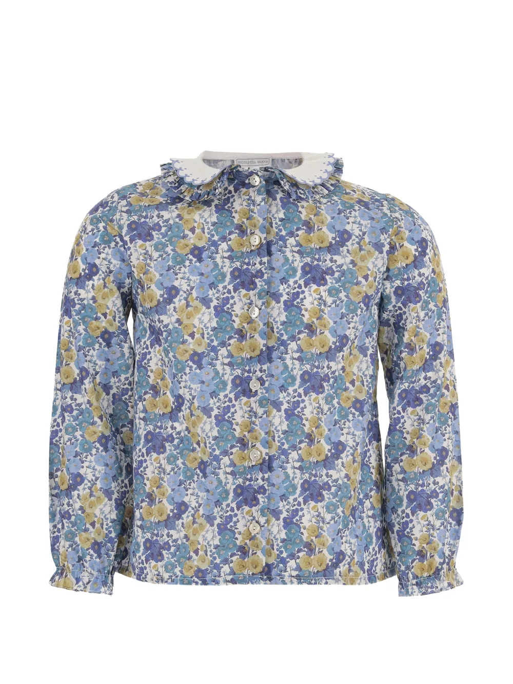 Nicoletta Fanna Hemd mit Wellensaum und Blumenprint - Blau