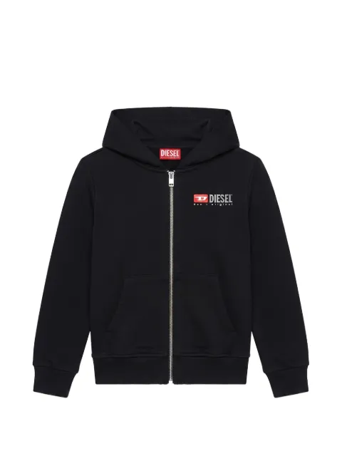 Diesel Kids logo-print zip-up hoodie