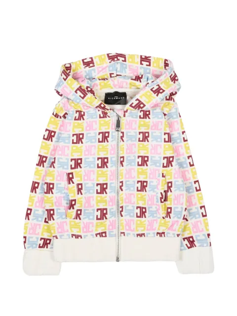 John Richmond Junior monogram-print zip-up hoodie