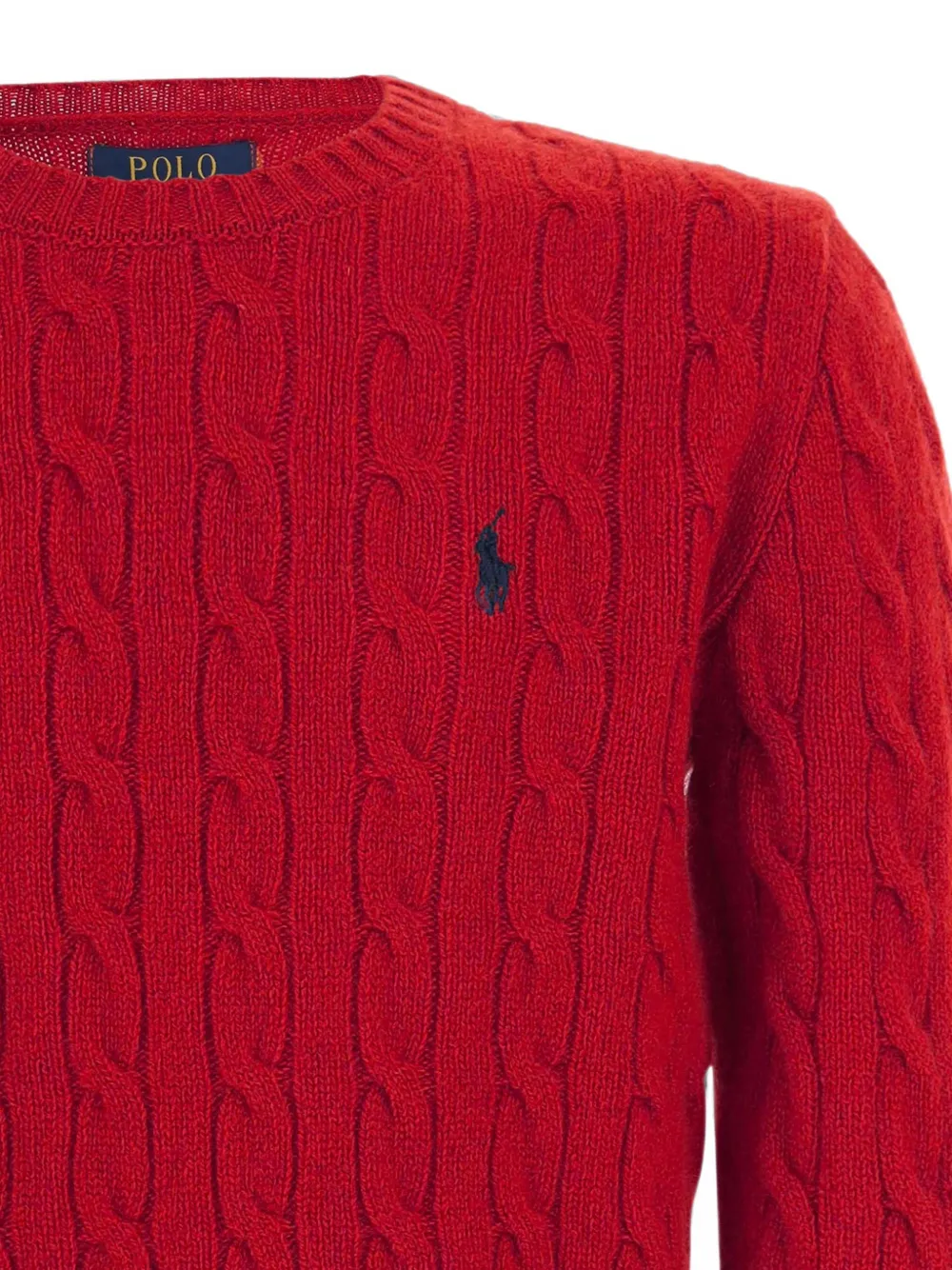 POLO RALPH LAUREN KIDS Kabelgebreide trui met geborduurd logo Rood