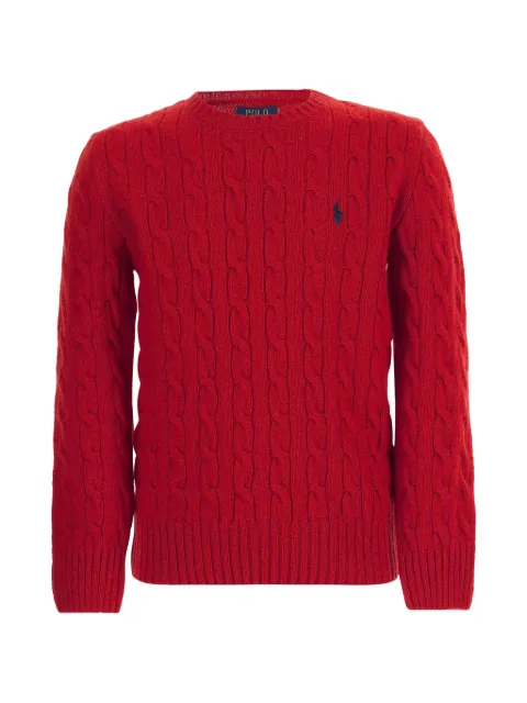 POLO RALPH LAUREN KIDS kabelstrikket sweater med broderet logo