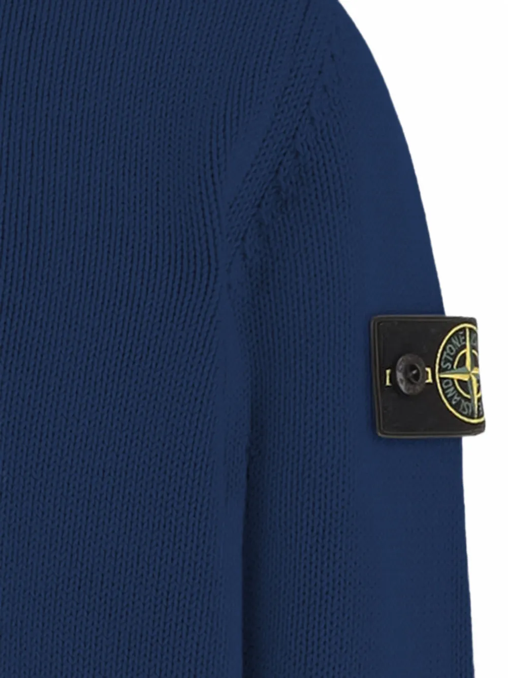 Stone Island Junior Ribgebreide trui met logo-patch Blauw