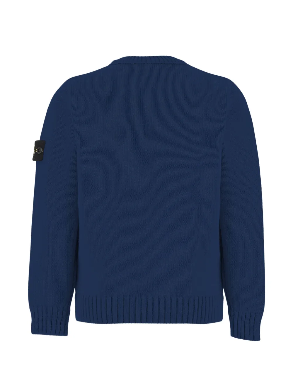 Stone Island Junior Ribgebreide trui met logo-patch Blauw