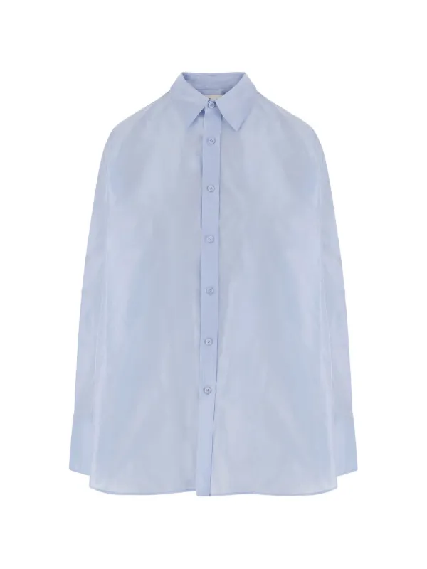 Carven Oversized Silk Shirt in Blue