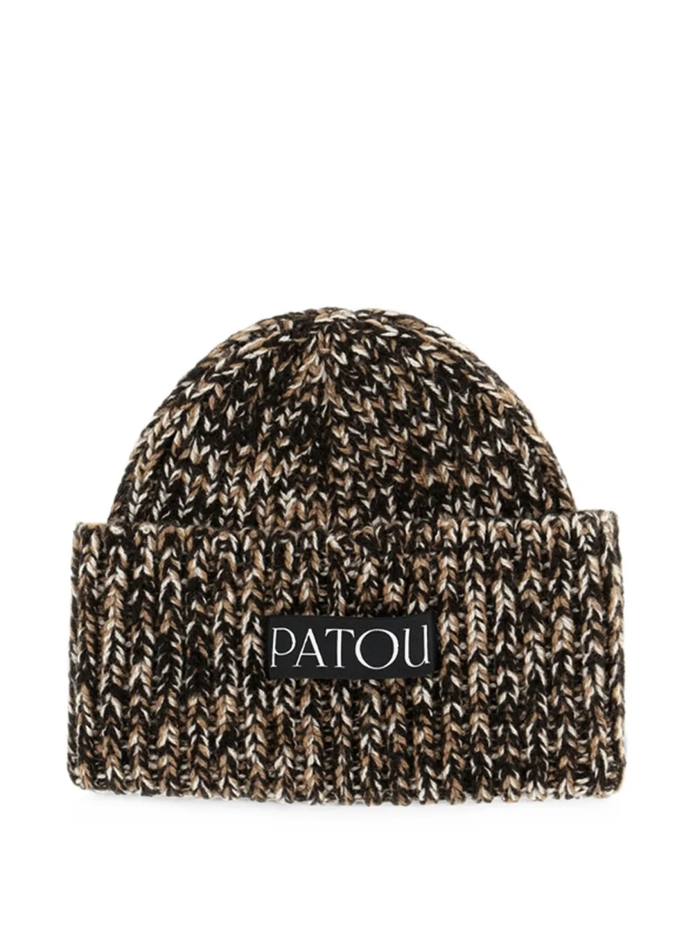 Patou logo-patch chunky-knit beanie hat - Nero
