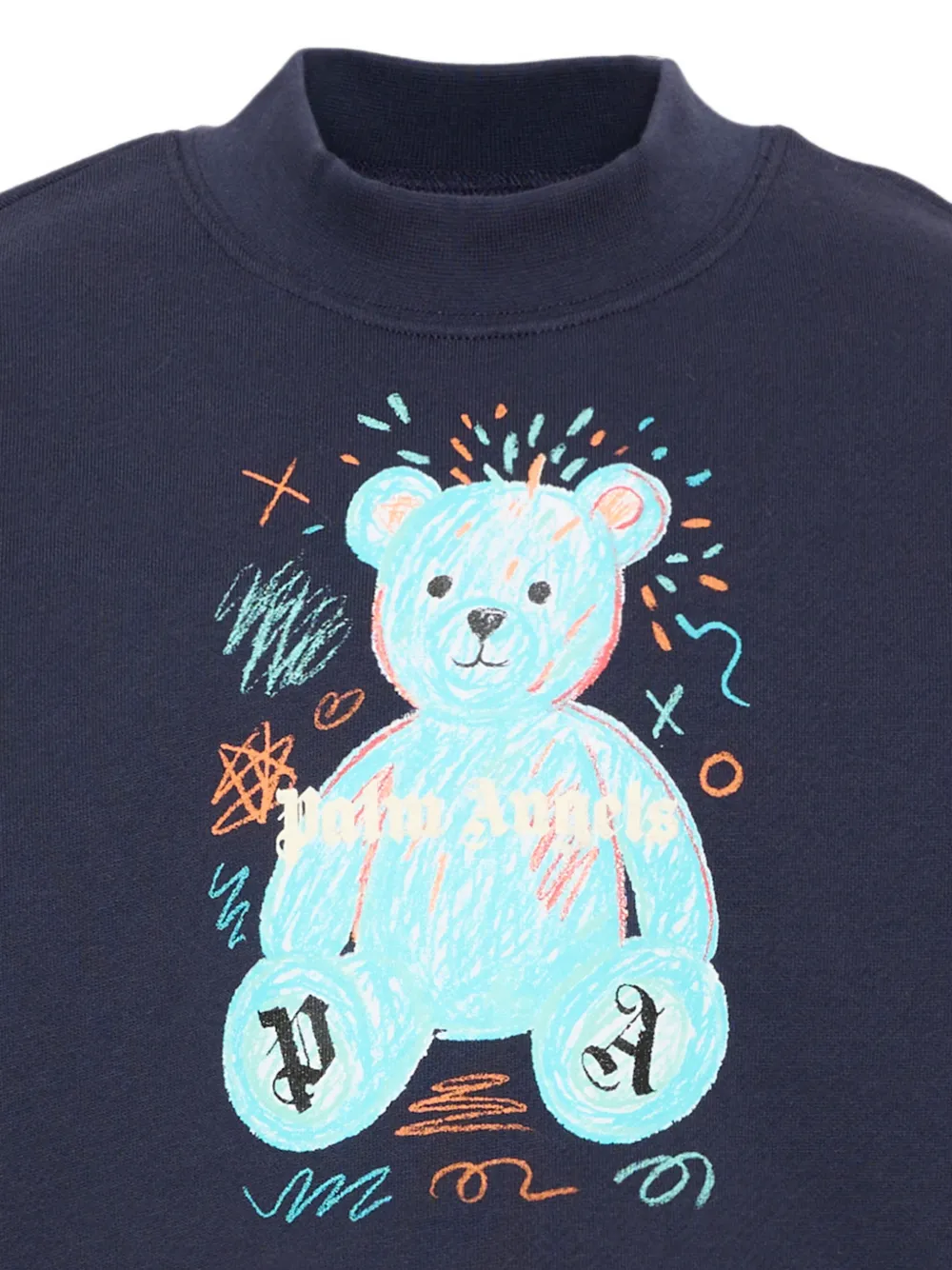 Palm Angels Kids Katoenen trui met beerprint Blauw
