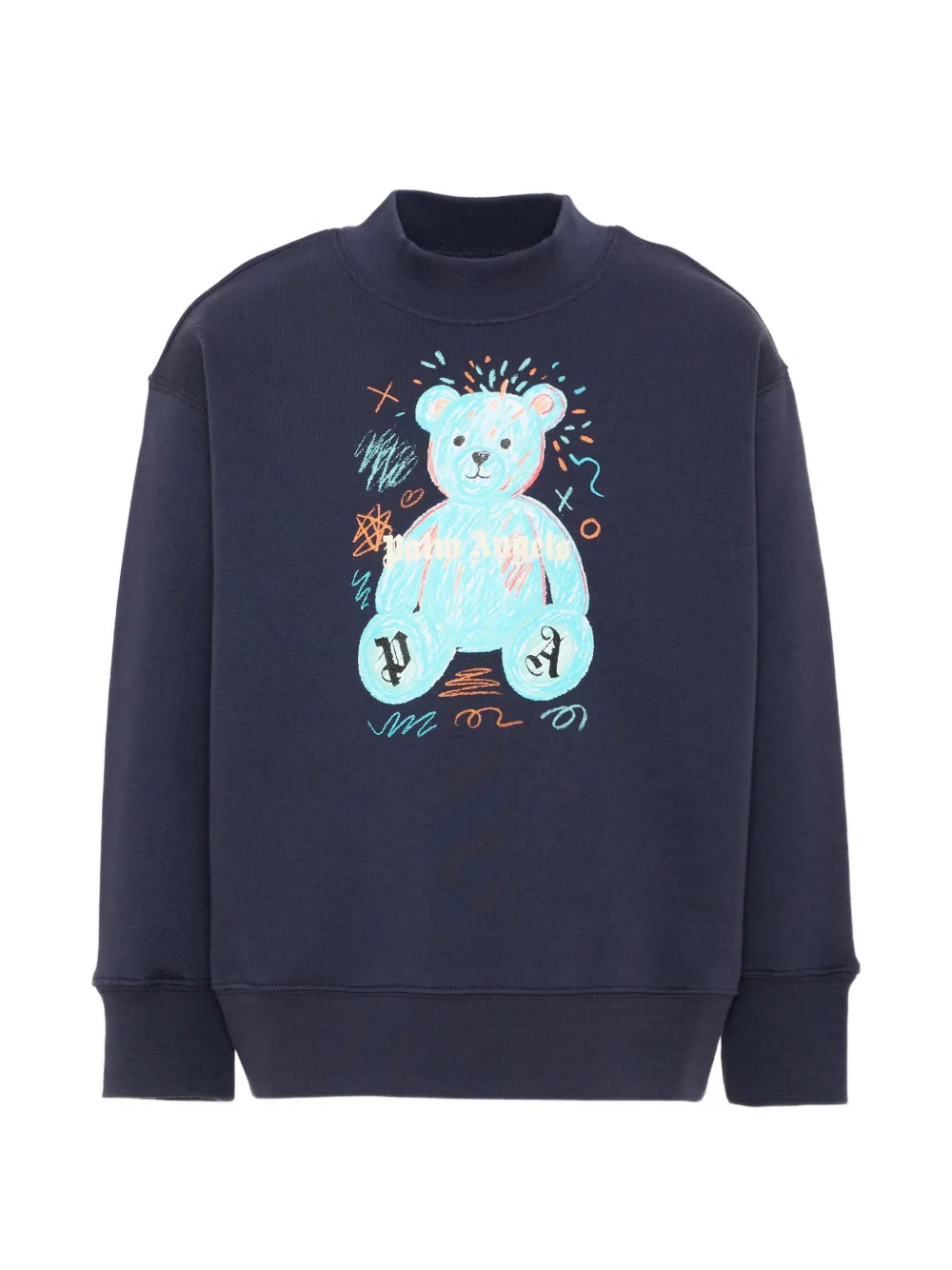 Palm Angels Kids Bear-print cotton sweater - Blu