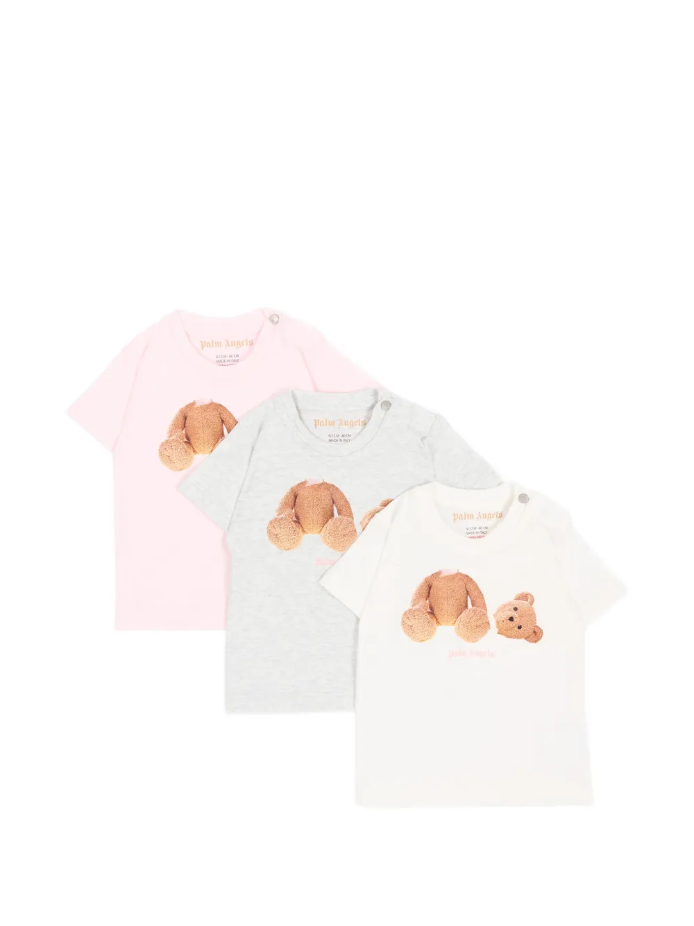 Palm Angels Kids Bear-print T-shirt set of three - Rosa