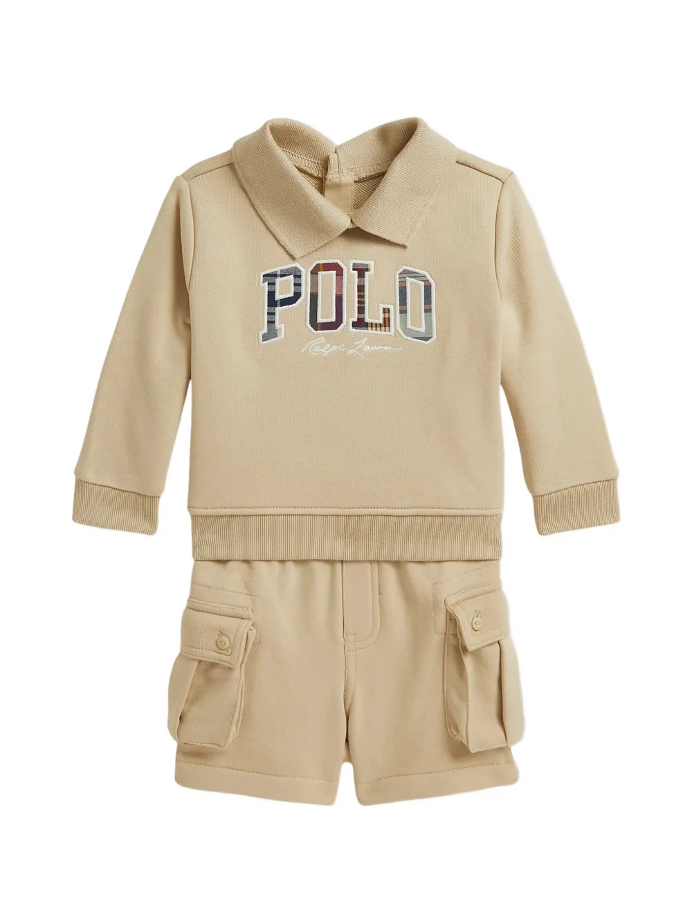 POLO RALPH LAUREN KIDS logo-patch cargo shorts set (set of two) - Toni neutri