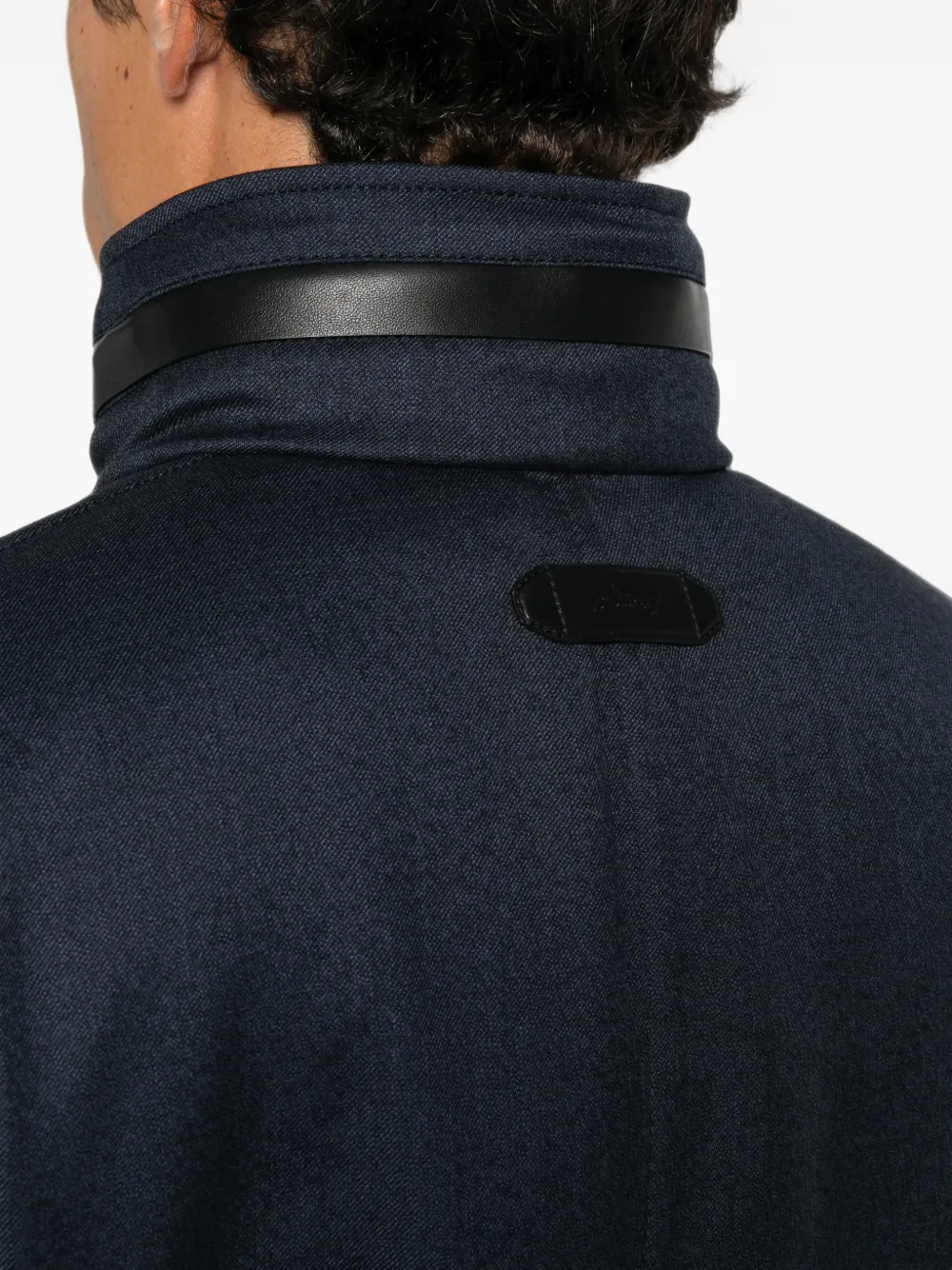 Brioni Jas met borstzakken en leren afwerking Blauw