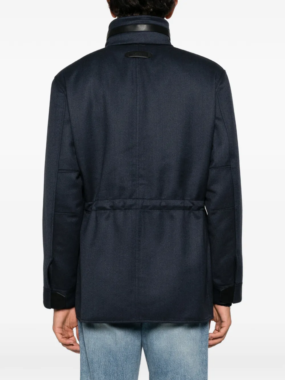 Brioni Jas met borstzakken en leren afwerking Blauw