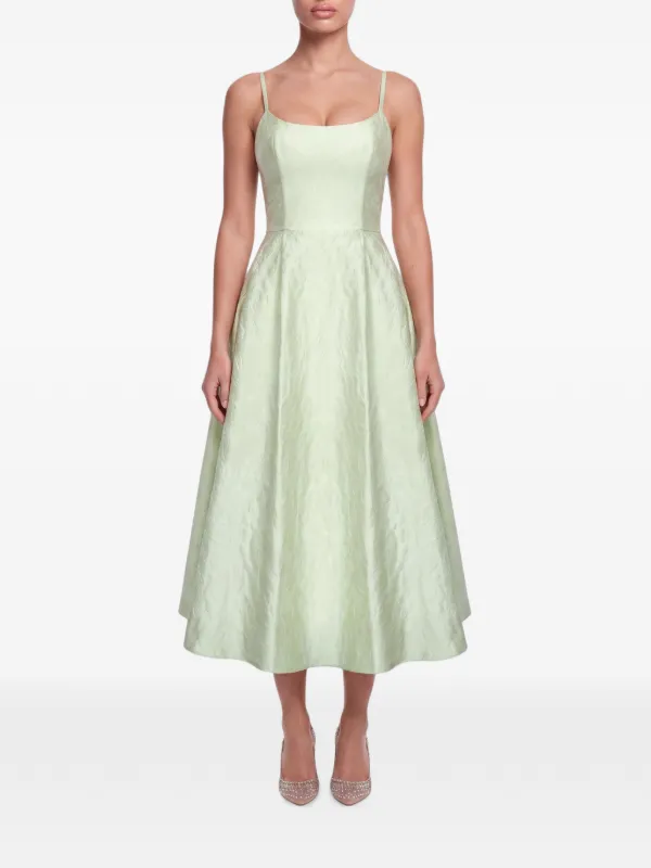 POST MERIDIEM jacquard-patterned corset-style Midi Dress | Green