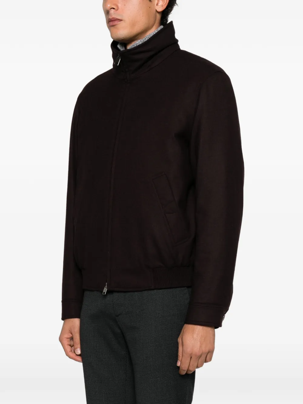 Brioni high-neck zip-up jacket Rood