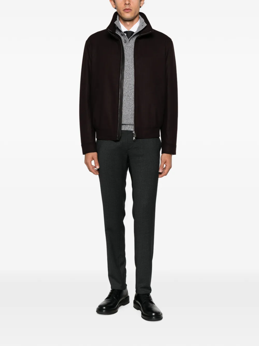 Brioni high-neck zip-up jacket Rood