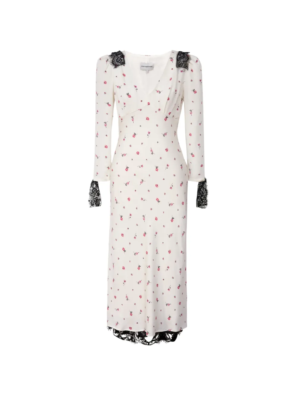 POST MERIDIEM lace-trimmed floral-print midi dress - Nude