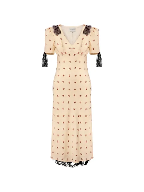 POST MERIDIEM lace-trim floral-print midi dress