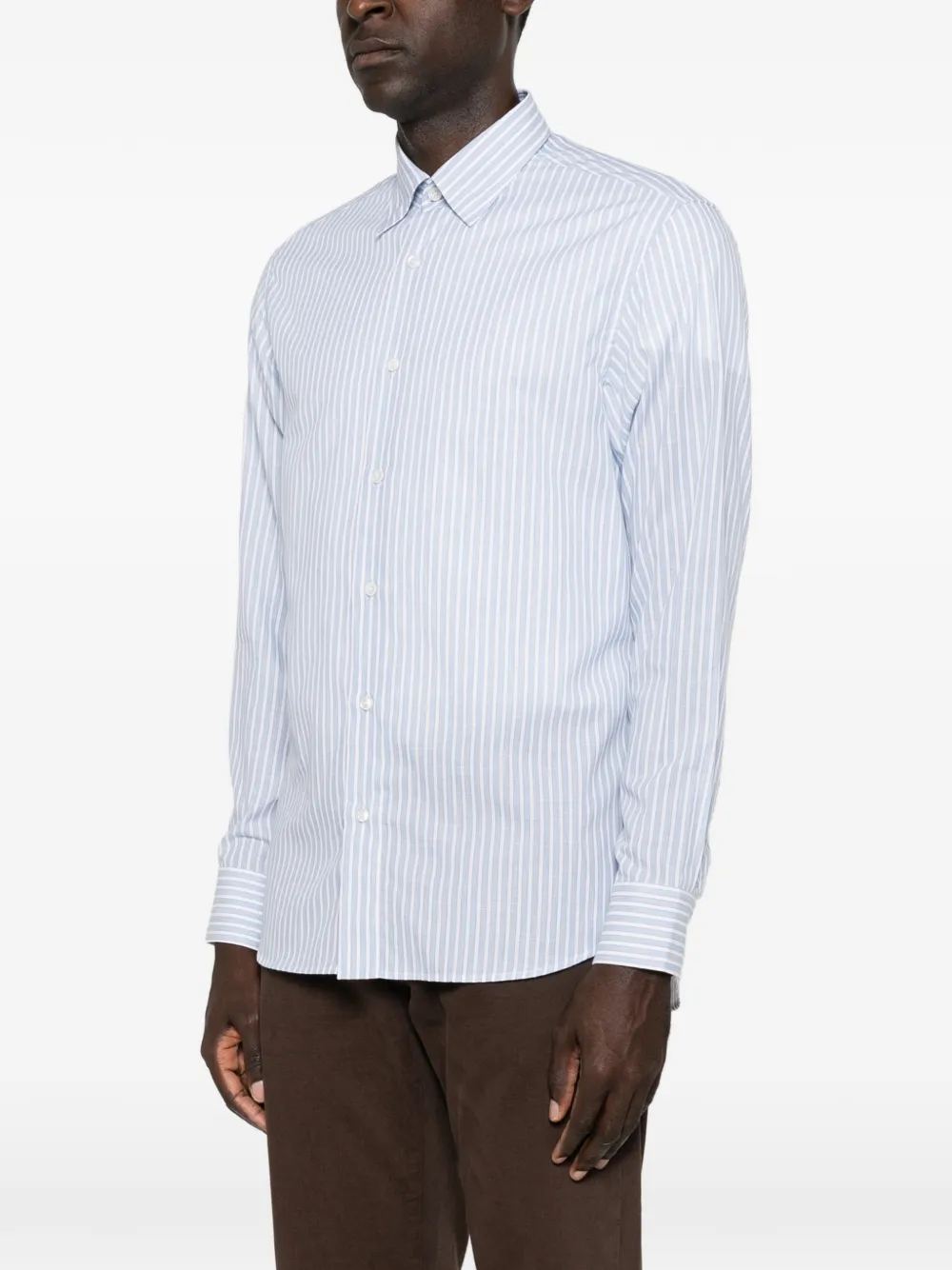 Brioni Hidden gestreept overhemd met lange mouwen Blauw