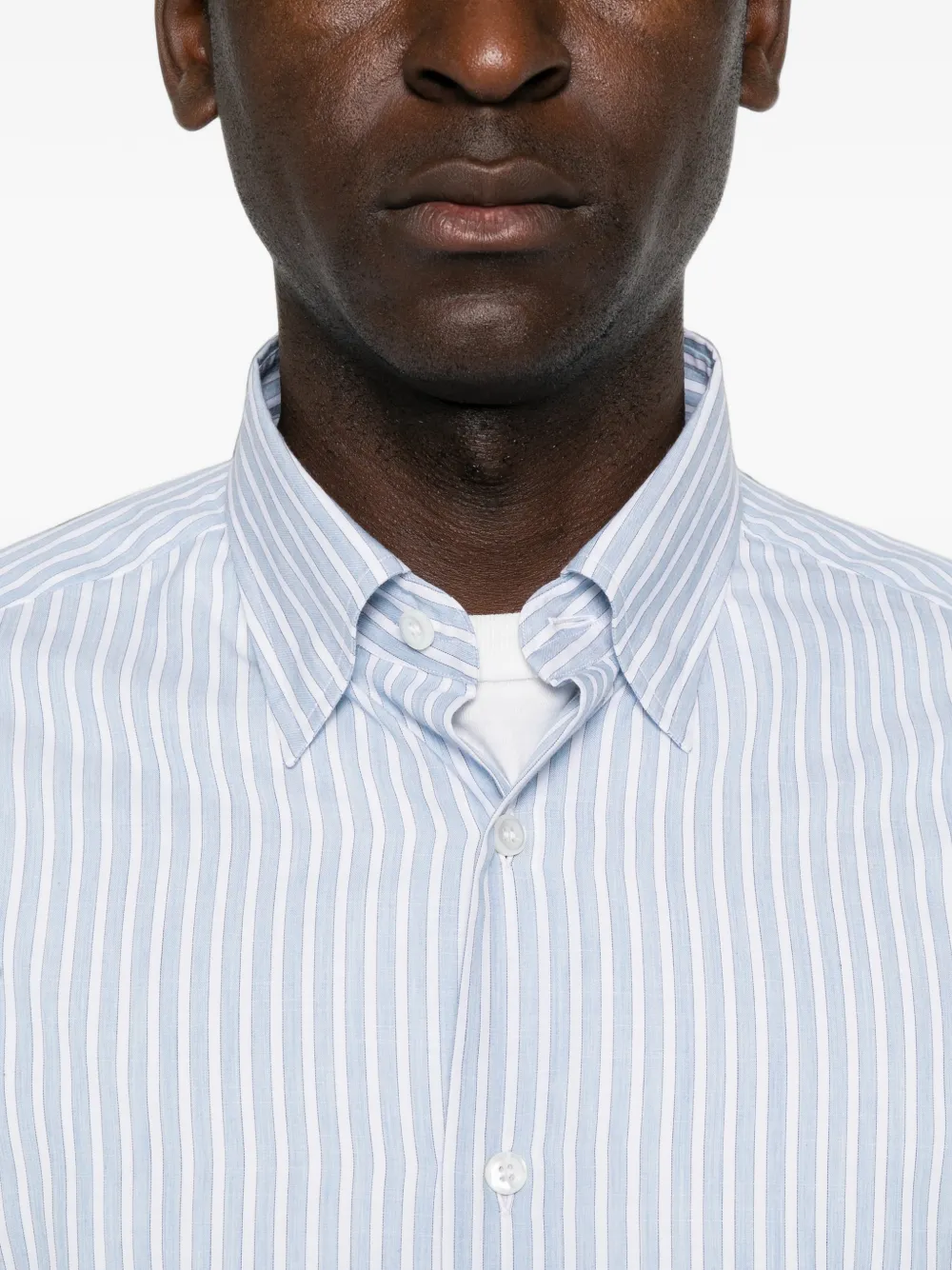 Brioni Hidden gestreept overhemd met lange mouwen Blauw