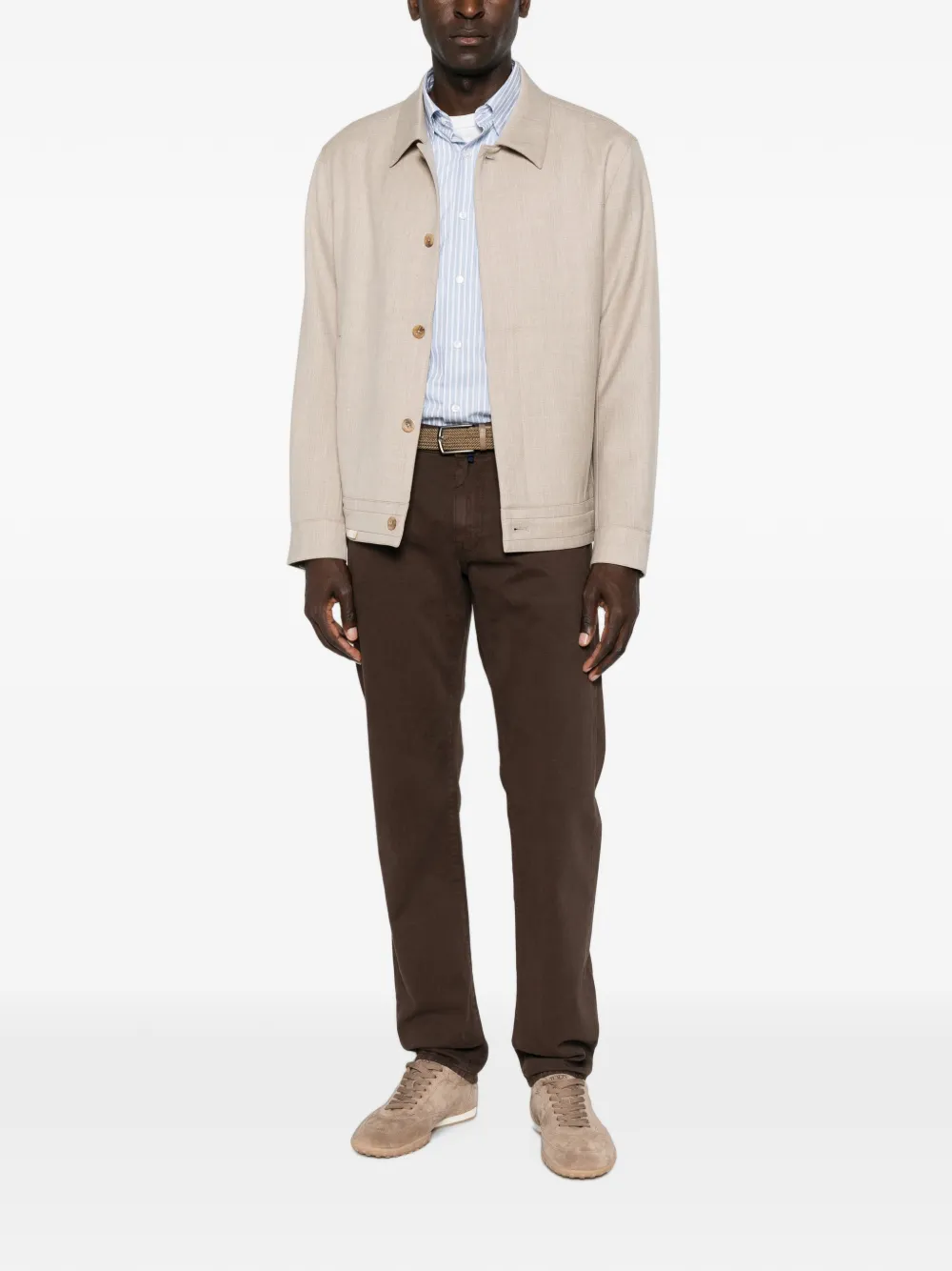 Brioni Hidden gestreept overhemd met lange mouwen Blauw