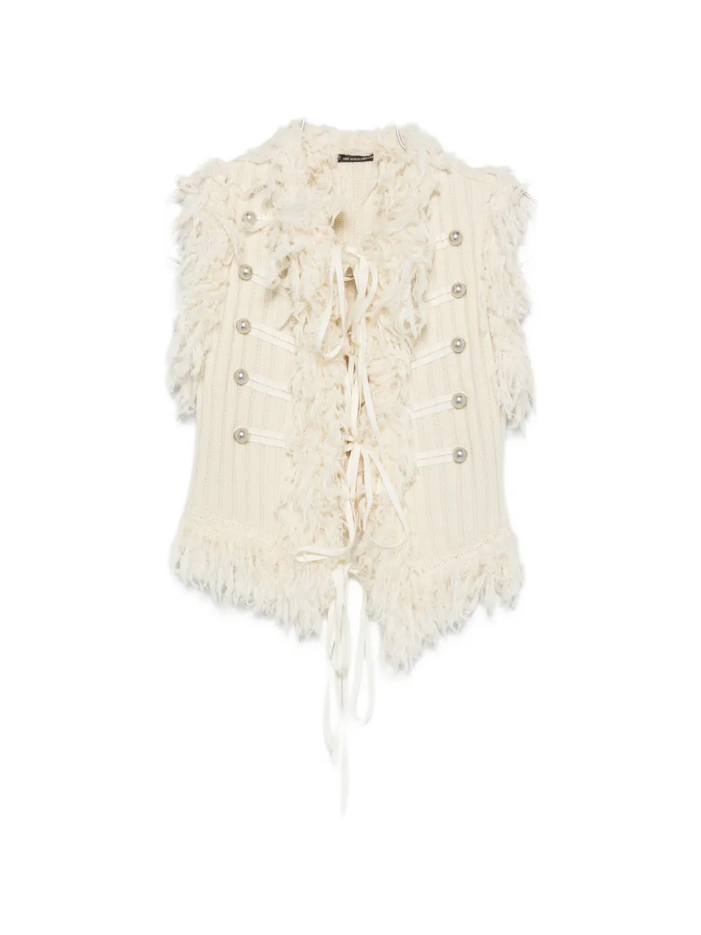 Ann Demeulemeester fringed military-style gilet - Nude