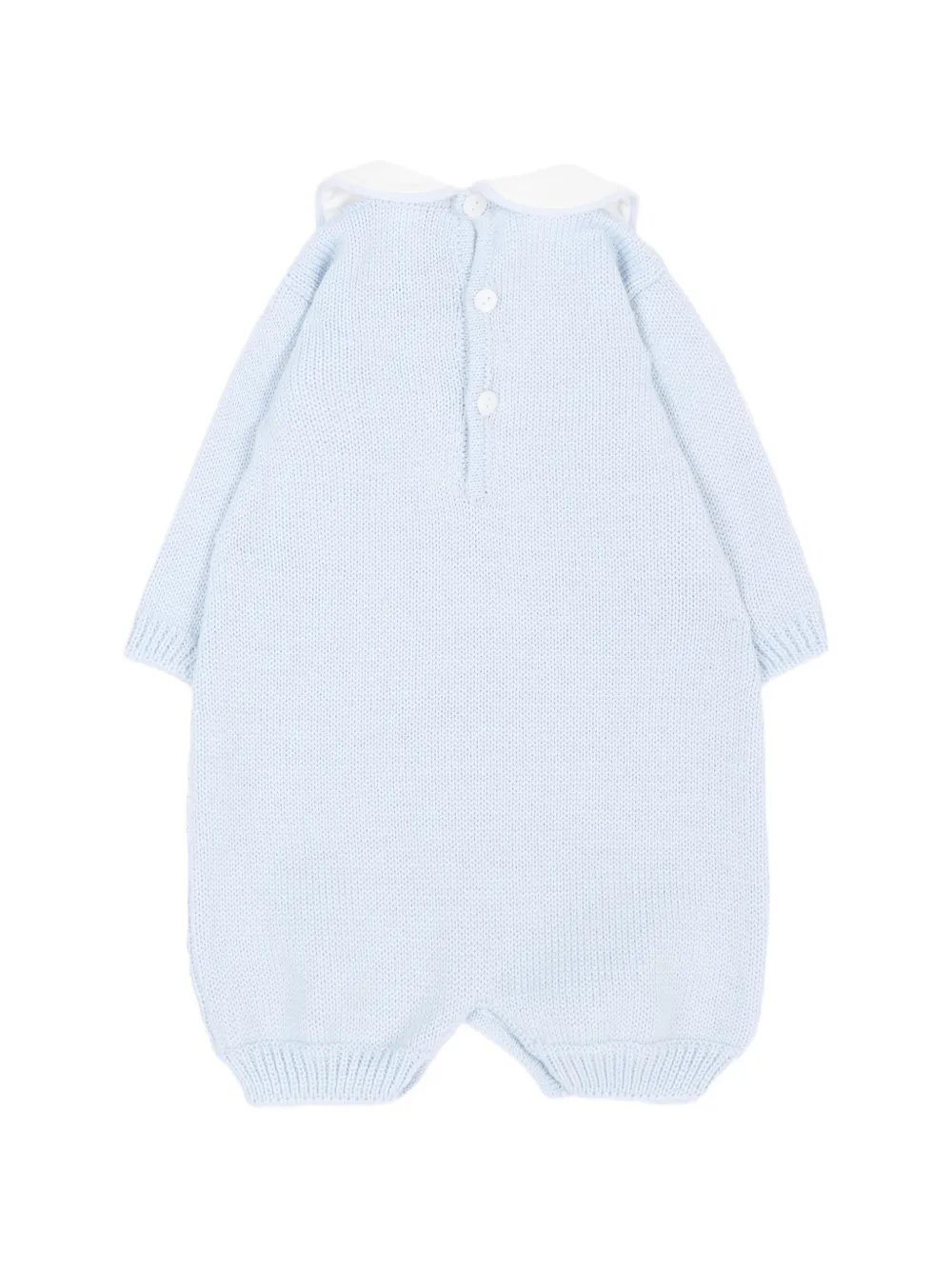 Little Bear Kabelgebreide romper met Peter Pan-kraag Blauw
