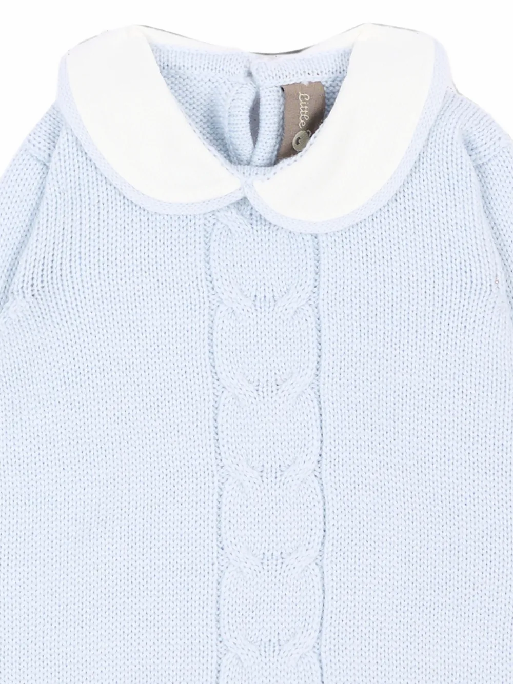 Little Bear Kabelgebreide romper met Peter Pan-kraag Blauw