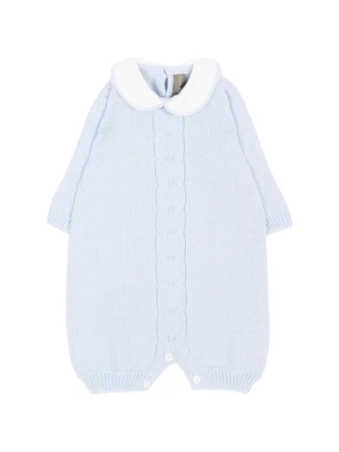 Little Bear cable-knit peter pan collar romper