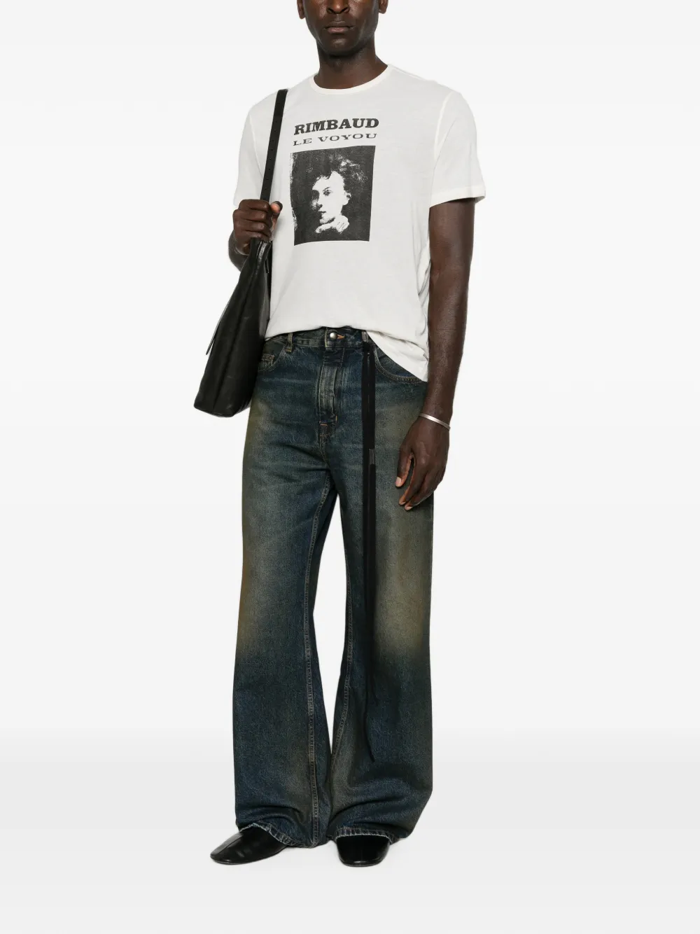 Ann Demeulemeester faded wide-leg jeans Blauw