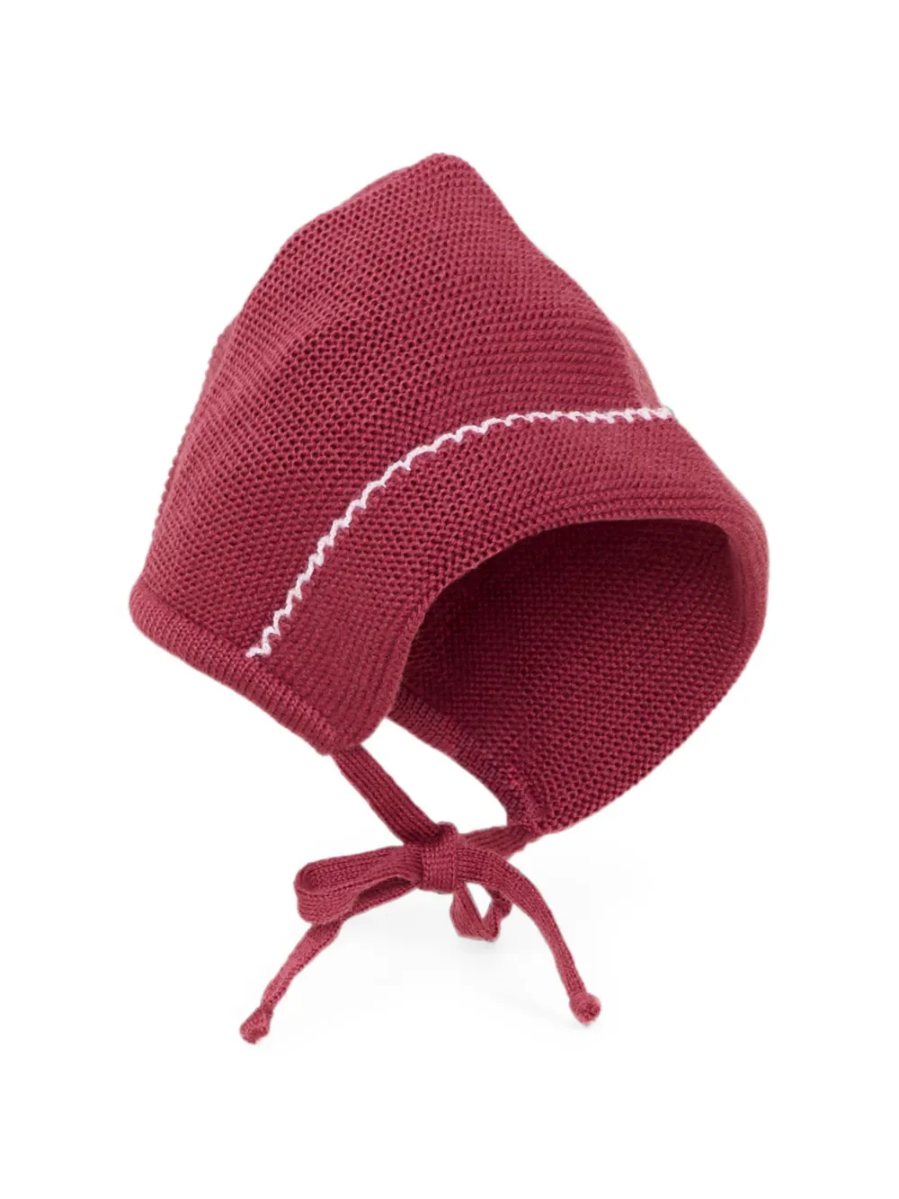 Little Bear embroidered knit bonnet - Rosso