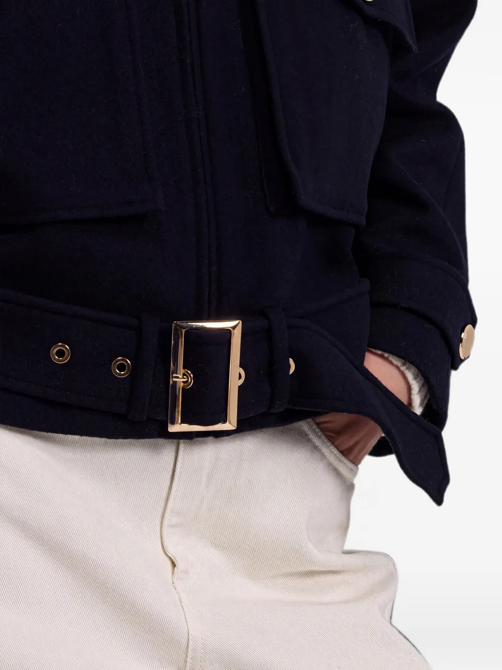 Ermanno Scervino Jack met gespreide kraag en ceintuur Blauw