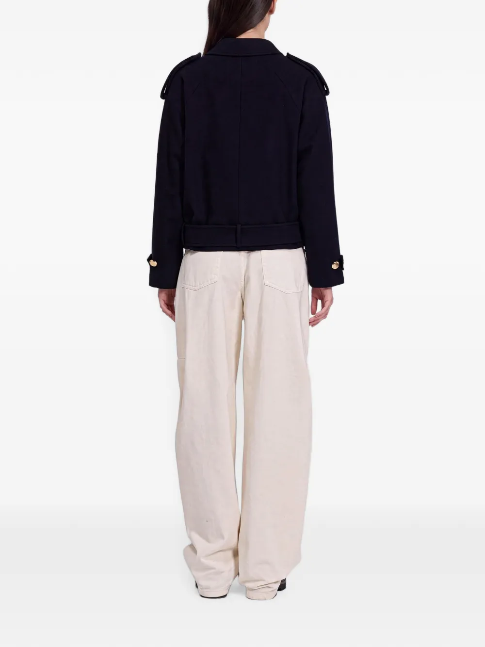 Ermanno Scervino Jack met gespreide kraag en ceintuur Blauw