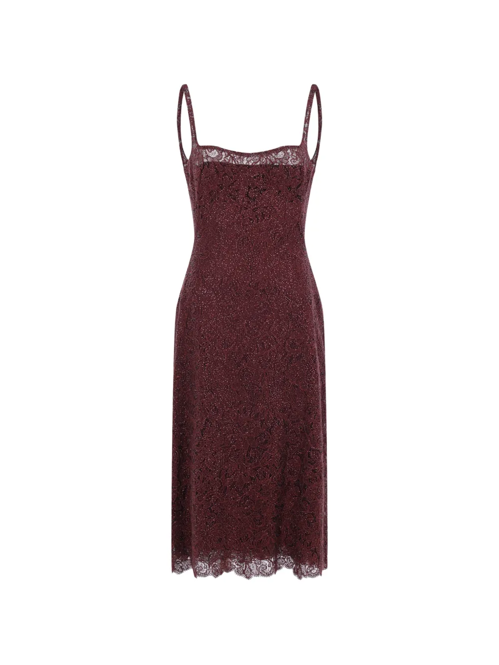 Ermanno Scervino rebrodé-lace scalloped-hem midi dress Rood