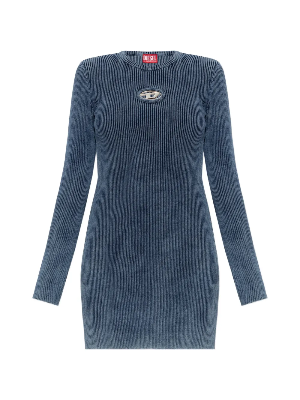 Diesel ribbed-knit long-sleeve mini dress - Blu