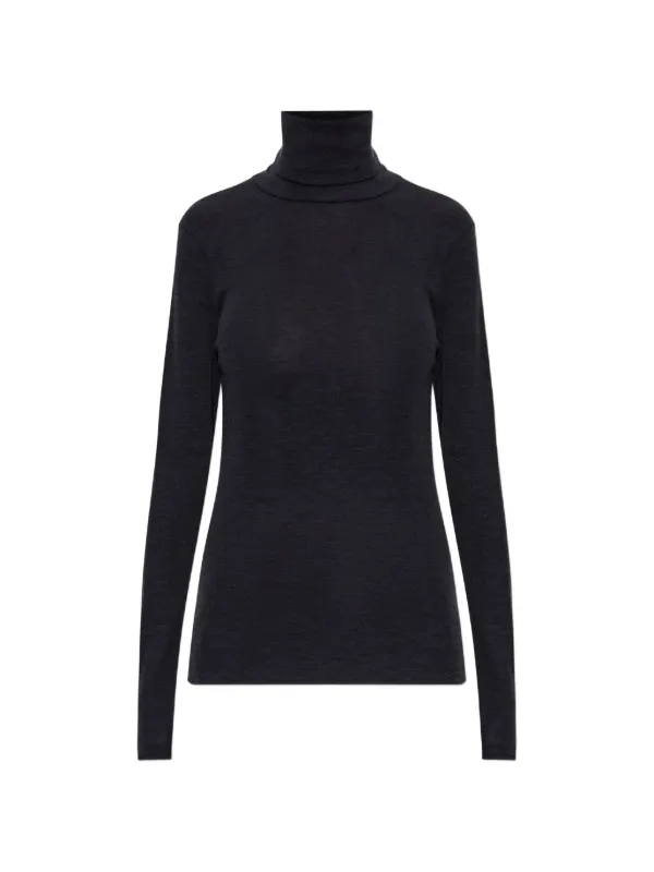 Róhe Roll-neck Long-sleeve Top in Grey