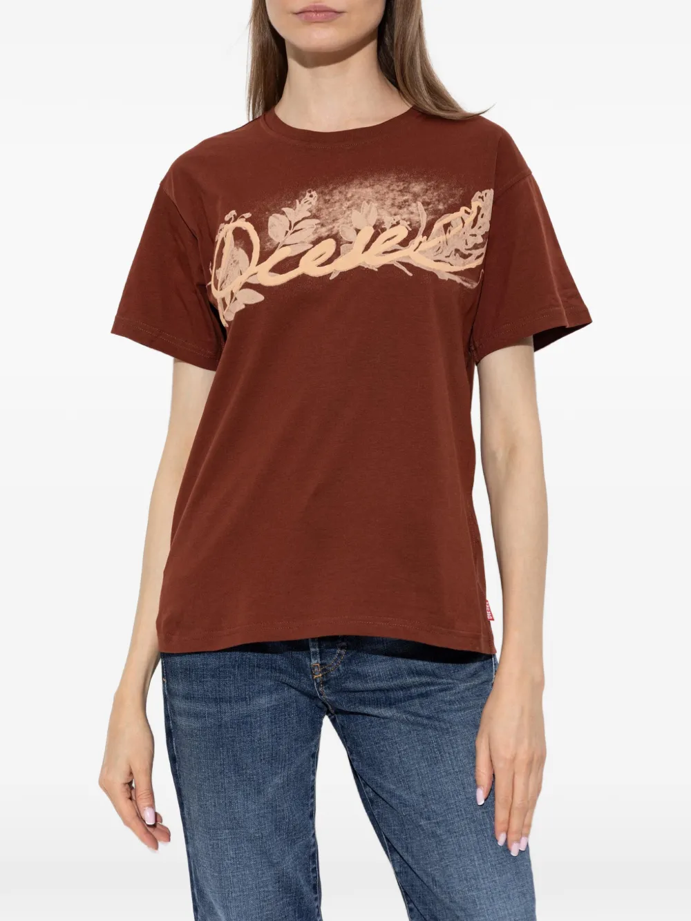 Diesel T-shirt met logoprint Bruin