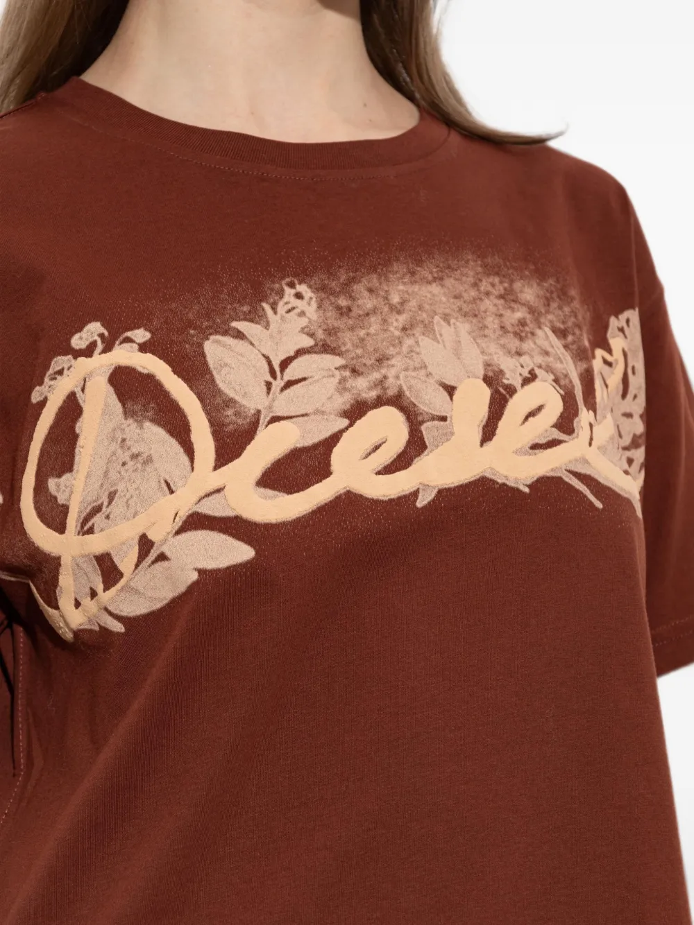 Diesel T-shirt met logoprint Bruin