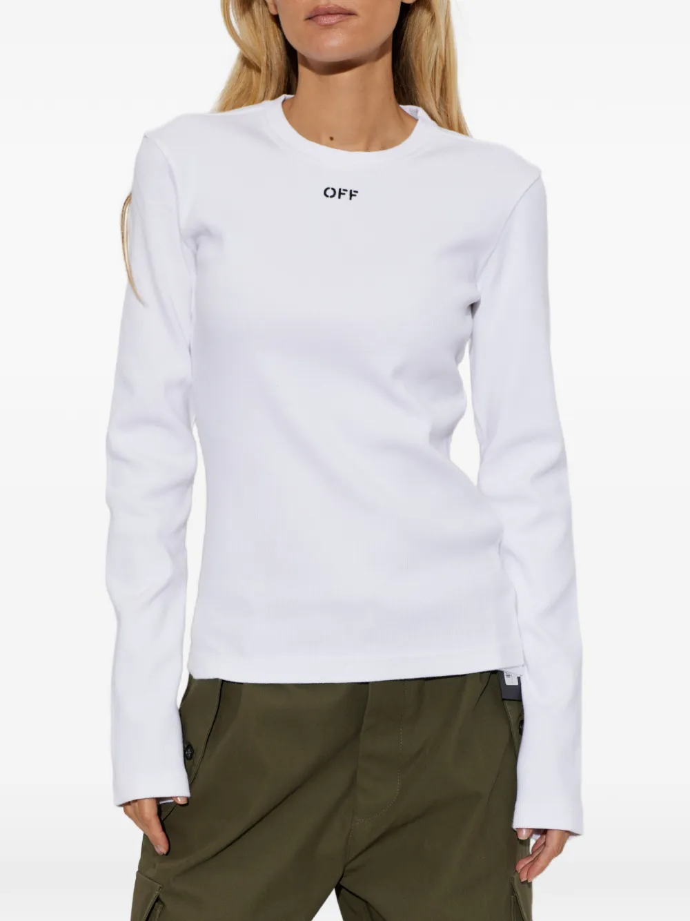 Off-White Geribbelde top met geborduurd logo Wit