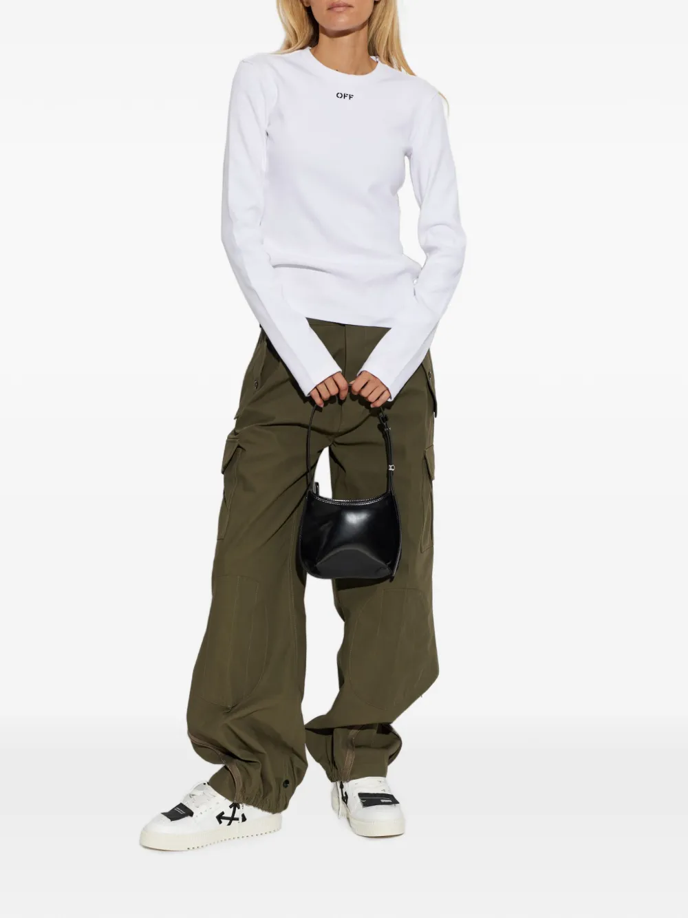 Off-White Geribbelde top met geborduurd logo Wit