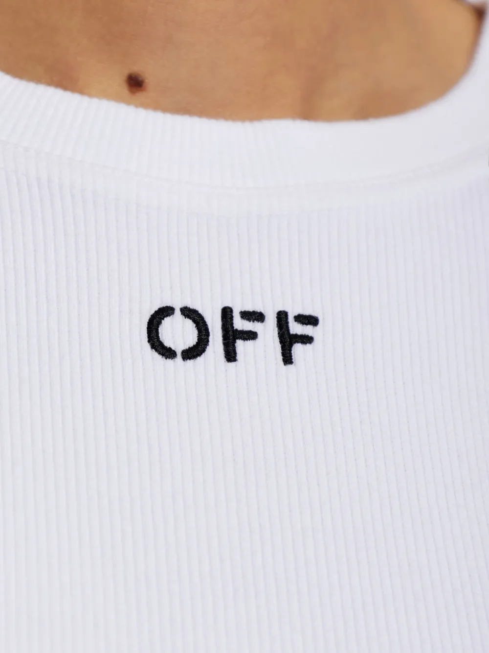 Off-White Geribbelde top met geborduurd logo Wit