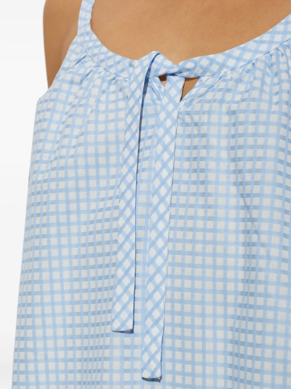 Posse Lila mini-jurk met striksluiting en gingham-ruit Blauw